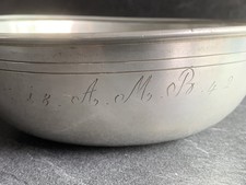 Antike Schale Schüssel Zinn von 1842 gemarkt 18.Jh. 354g  18cm Durchmesser 