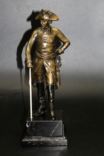schöne Figur Statue: König Friedrich II., " Alte Fritz " Preussen, Mamorsockel
