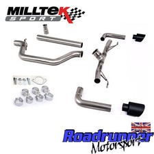 Milltek Golf GTI MK8 Auspuffanlage RACE GPF hinten lauteste schwarze Spitzen SSXVW679