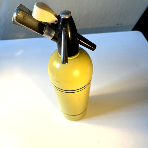 Midcentury yellow soda siphon - midcentury,