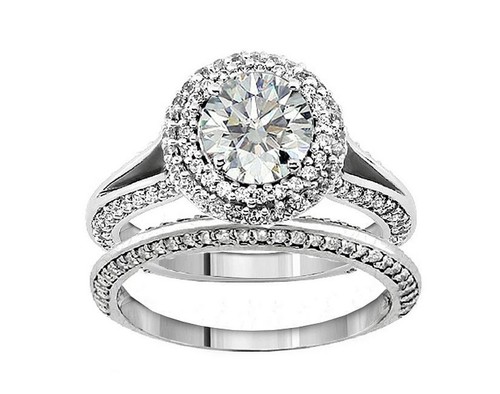 14k weißgold halo - 14k, runder
