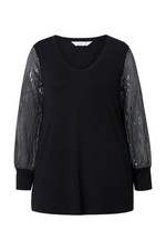 MIAMODA Damen große Größen T Shirt A Linie Glitzerjersey Langarm 835258