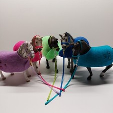 🐴5Decken🐴5Halfter🐴5Führleinen🐴Pferde🐴Zubehör für Schleich🐴Geschenk🎈🎂🥳🎀