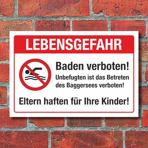Schild lebensgefahr baggersee - schild,