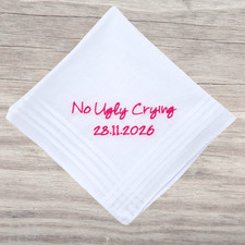 Kein hässliches Weinen und Hochzeitsdatum personalisiertes Taschentuch, besticktes Taschentuch