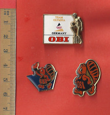 3 x OBI Biber Pins Baumarkt aus meiner Sammlung Lagerfach Nr.  119