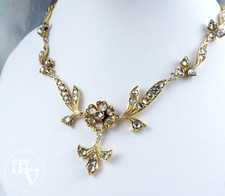 Collier Halskette Viktorianisch Historismus um 1880/1900 Glas Altschliff Silber