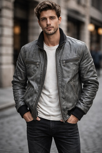Herren echt lammfell leder - echt,