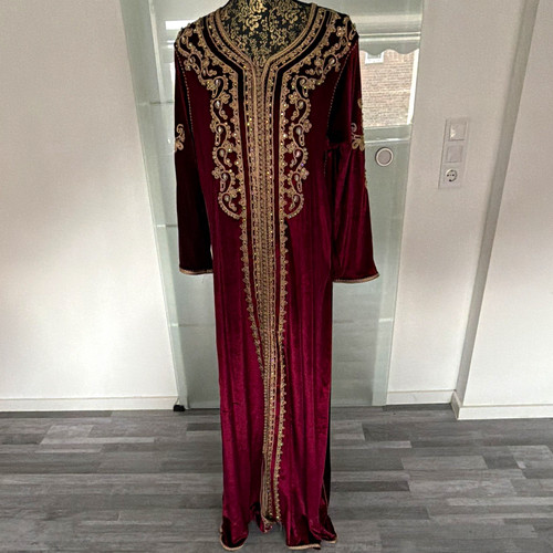 Damen kaftan lang bordeauxrot - damen,