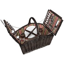 anndora Picknickkorb 4 Personen Weiden Henkelkorb dunkelbraun + Zubehör 23 tlg.