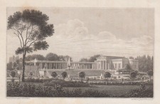 Rheinsberg Schloss mit Obelisk Original Stahlstich Frommel 1828