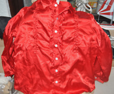 HERREN RÜSCHENHEMD Karneval  Gr. 48 Rot Larp Hemd Bluse