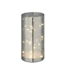 Glas LED Tischleuchte 20cm kabellos Timer Shabby Tischlampe Edel Chrom 2x