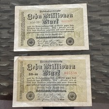 10Mio Mark 2 Stück Geldscheine , Deutschland, 1923- 01.10.