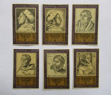 Satz Notgeldscheine LUTHERHALLE WITTENBERG 6 x 50 Pfennig Martin Luther Notgeld