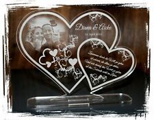 Acryl Herz Geschenk zur Hochzeit Valentinstag Fotogravur Lasergravur Geschenk