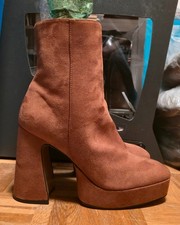 ASOS EU44 EU45 CHUNKY Camel Stiefeletten 3cm Plateau 12cm High Heels 28cm Höhe