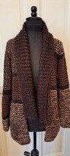 Desigual+Grobstrickcardigan+Strickjacke+Gr.XL(42/44)+Braun+Glitzerfäden+++++