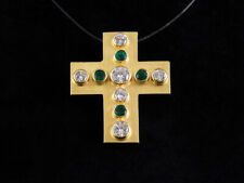 Wunderschönes Brillant Smaragd Kreuz ca. 1,25ct   11,2g 750/- Gelbgold