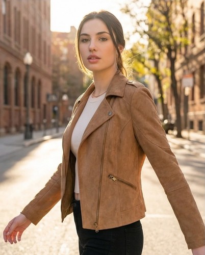 Biker jacke damen braun - biker,
