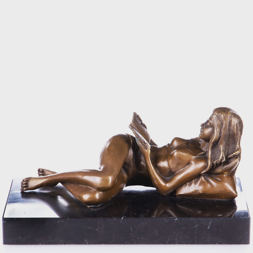 Bronze skulptur liegende frau - bronze,