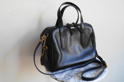 Fossil leather satchel black - satchel,