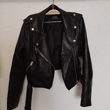 PULL&BEAR  Jacke   Bikerjacke Leder Imitat weiches Matrerial schwarz Gr. S