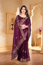 Sari Bluse Lila Frau Bollywood Sari Designer Saree Seide Hochzeit Indien Sarees