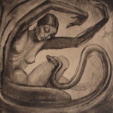 Frauenakt mit Schlange