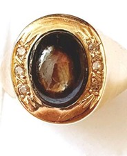 Damenring Gg 585,Sternsaphir 9× 7mm,7g, Gr.57