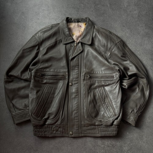 Vintage echt leder jacke grau - leder,