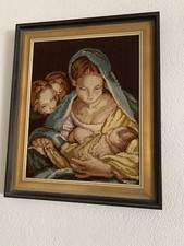gobelin stickbild  Mutter  mit Kindern  im Rahmen