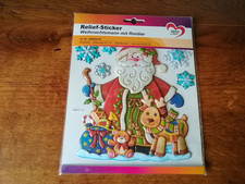 Ideen mit Herz Weihnachts Aufkleber Reliefsticker Weihnachtsmann Rentier 18x17cm
