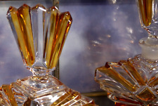 antik 3tlg. Frisiertisch Toiletten Set Garnitur Kristall Glas Art Déco