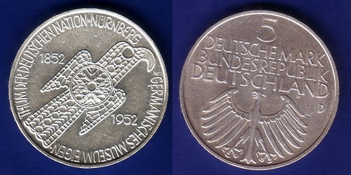 1952 dm gedenkmünze - -, 5