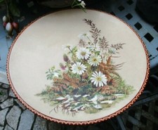 Wunderschöner alter Wand-Teller aus Keramik mit Blumenmotiv handbemalt 35 cm