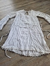 Damen Mädchen Lang Arm  Tunika Bluse  weiß  mit Sptize  Gr.  36  S   z. B. LARP