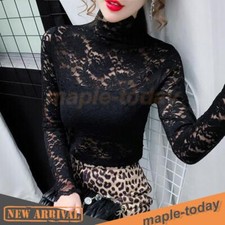 Damen Slim Blumen Spitze Top