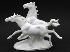 Carl Scheidig Gräfenthal Porzellan Figur Zwei galoppierende Pferde ca. 1955–1970