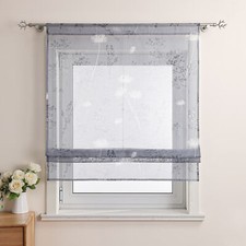 Raffgardinen Landhaus Raffrollo mit Tunnelzug Küche Fenstervorhang Transparent