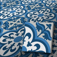 Zementfliese Jamila blau weiß