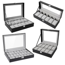 6/10/12/24 Uhren Uhrenbox Uhrenschatulle Uhrenkasten Uhrenkoffer Uhrentruhe PU