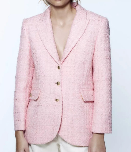 Zara boucle tweed blazer rosa - boucle,