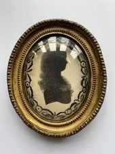 Georgisches Portrait Miniatur Silhouette Aquarell einer Dame.