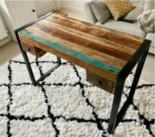 Industrial Computertisch Rustikal Massivholz Arbeitsplatz Retro Arbeitszimmer Schreibtisch