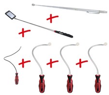 KS TOOLS Flexibler und Teleskop-Magnethalter und Inspektionsspiegel-Satz, 6-tlg