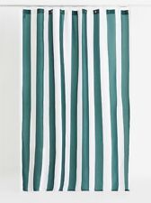H&M Home  Gestreifter Duschvorhang,Metallösen, Dunkelgrün/ Weiß,180x200 cm.,