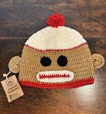 Fans der Sockenaffe Handgestrickt Happy Sock Monkey Kinder Mütze,Ohrenklappenhut
