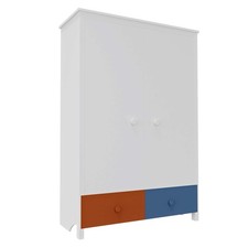 Kleiderschrank Wäscheschrank Kinderzimmer 2 Schubladen 2 Kleiderstangen Weiß