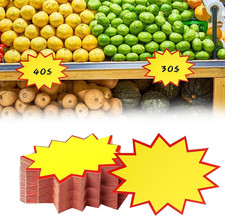 Fluoreszierende Preisschilder 100 Stück Starburst 8x11 cm Verkaufsschilder